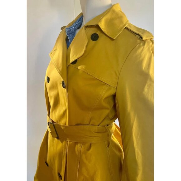 Designer Trench Raincoat, Size M/L, Kenneth Cole NY, Yellow - Picture 8 of 13